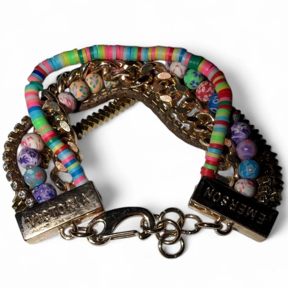 Victoria Emerson Colorful Beaded and Gold Bracelet